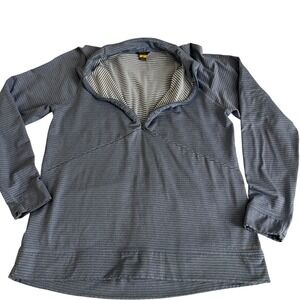 Eddie Bauer 1/4 Zip Pullover Women Blue Striped Running Large Long Sleeve